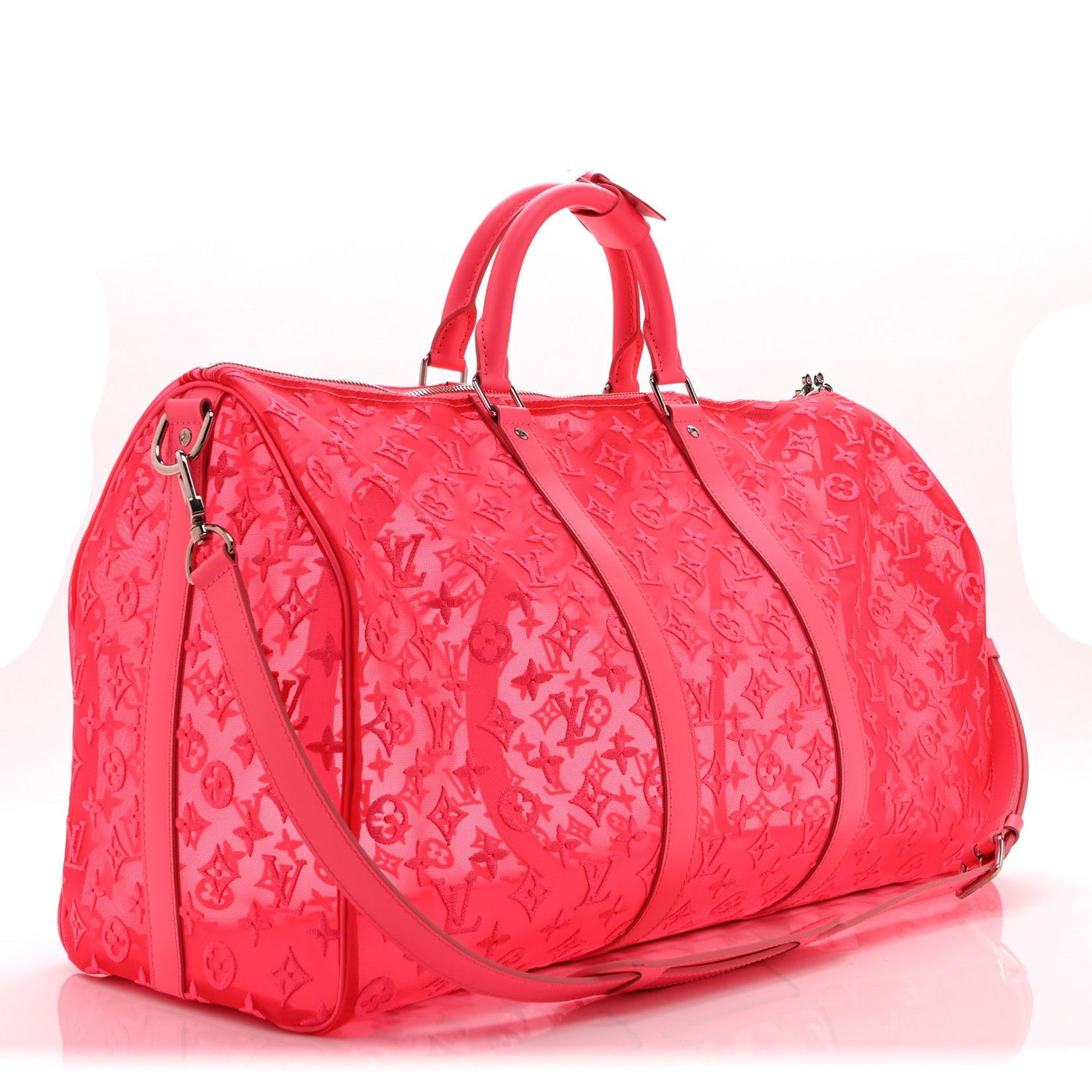 LOUIS VUITTON MONOGRAM FLUO SEE THROUGH KEEPALL BANDOULIERE 50 ROSE