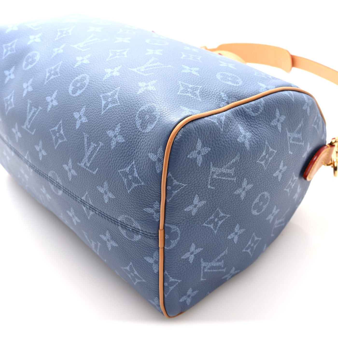 LOUIS VUITTON CALFSKIN MONOGRAM SPEEDY P9 BANDOULIERE 30 SILK BLUE