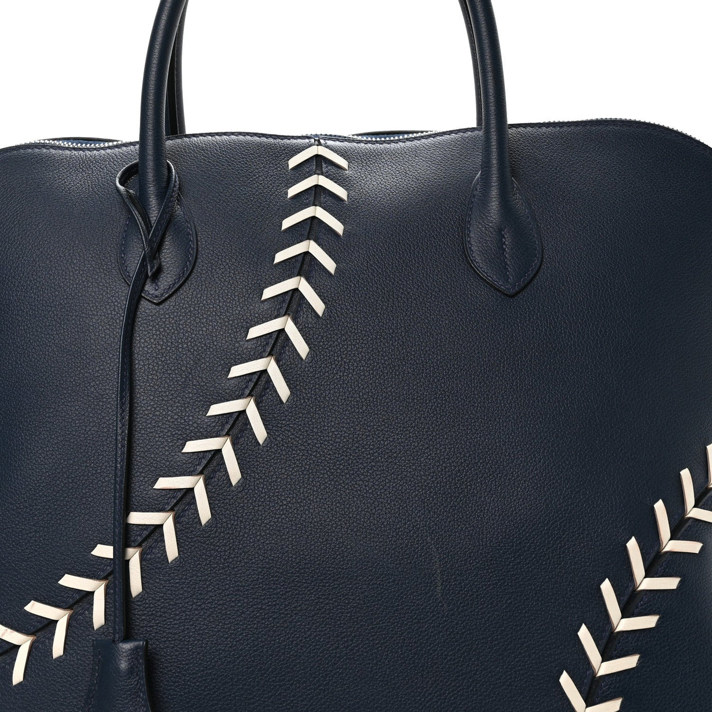 HERMES EVERCOLOR 1923 BOLIDE 45 BASEBALL BAG BLEU DE MALTE BLANC
