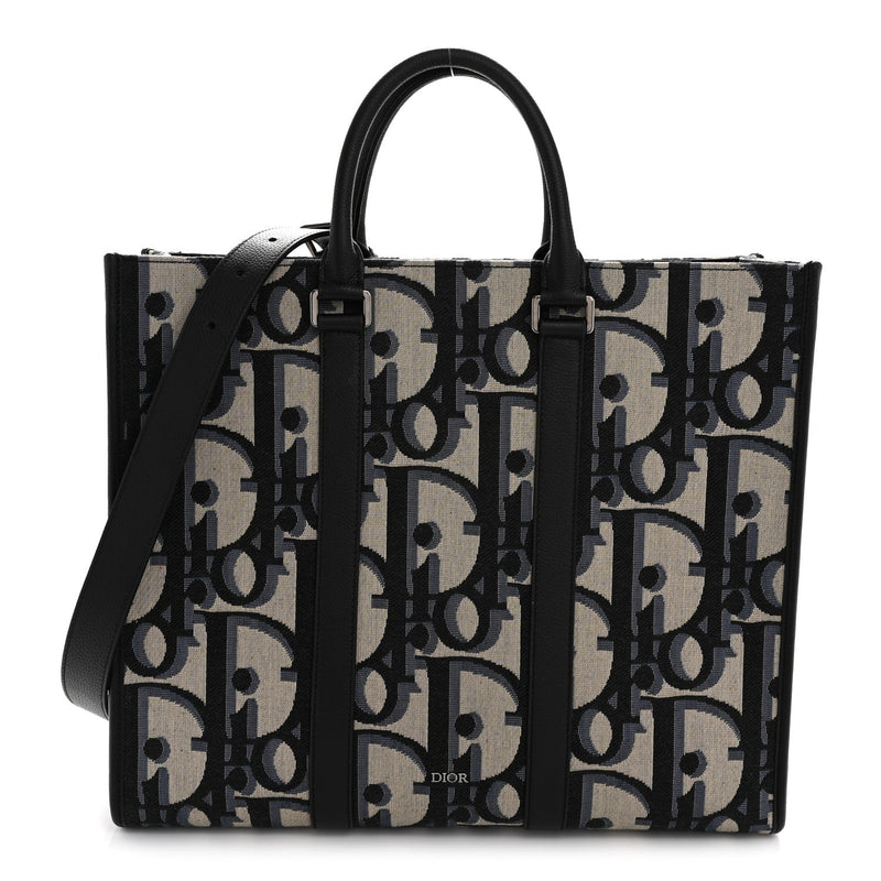 DIOR MAXI OBLIQUE JACQUARD EAST WEST TOTE BEIGE BLUE