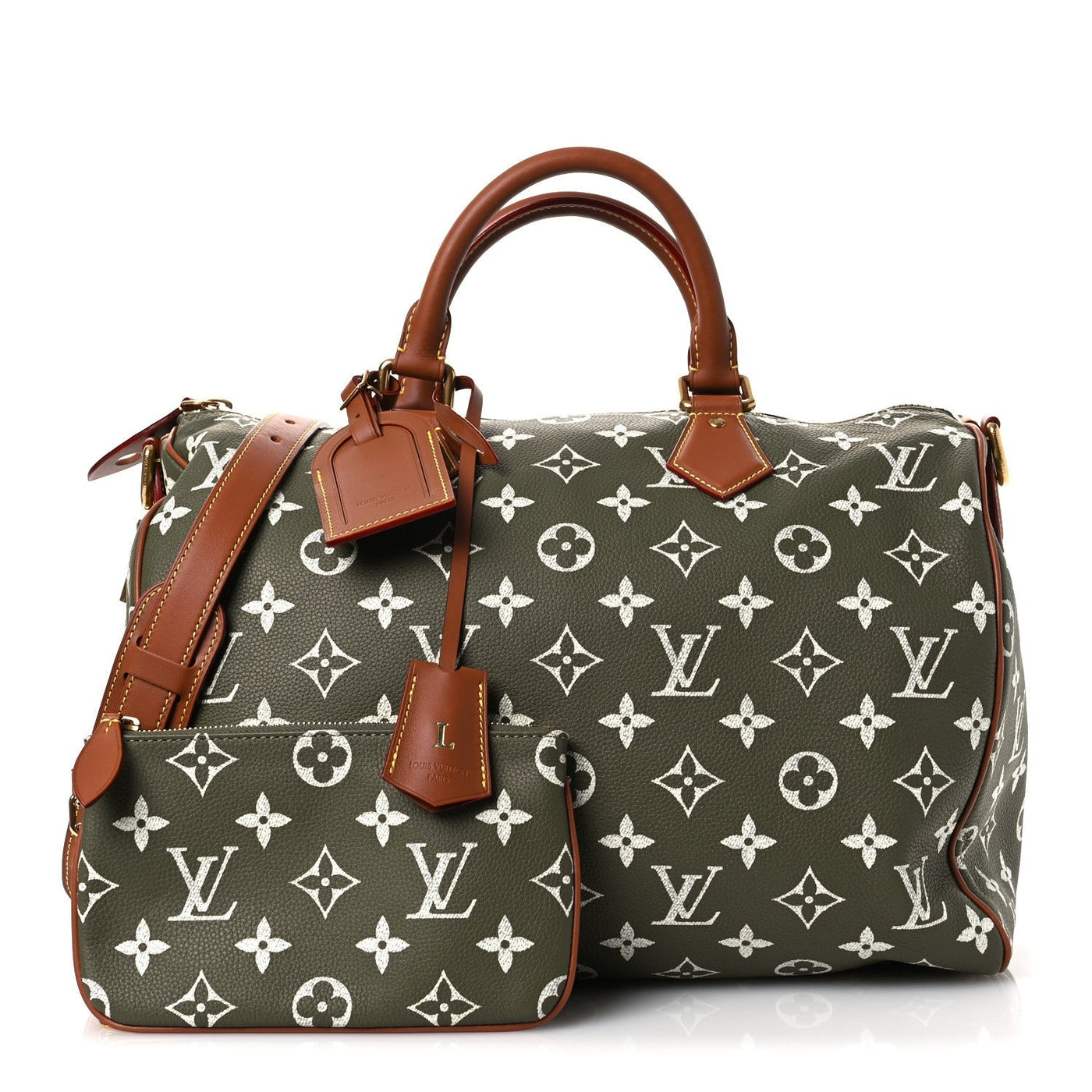 LOUIS VUITTON CALFSKIN MONOGRAM SPEEDY P9 BANDOULIERE 40 GREEN SANCHA