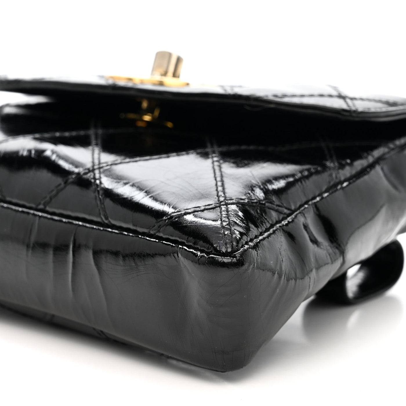 CELINE PATENT FLAP WAIST BELT BAG BLACK