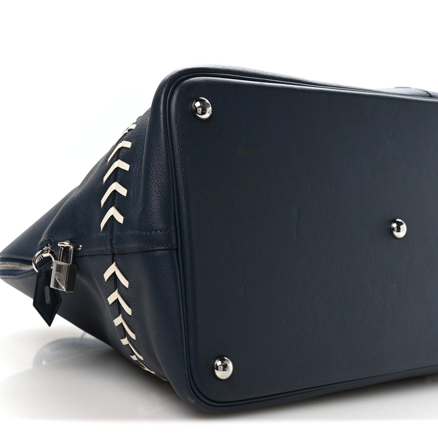 HERMES EVERCOLOR 1923 BOLIDE 45 BASEBALL BAG BLEU DE MALTE BLANC