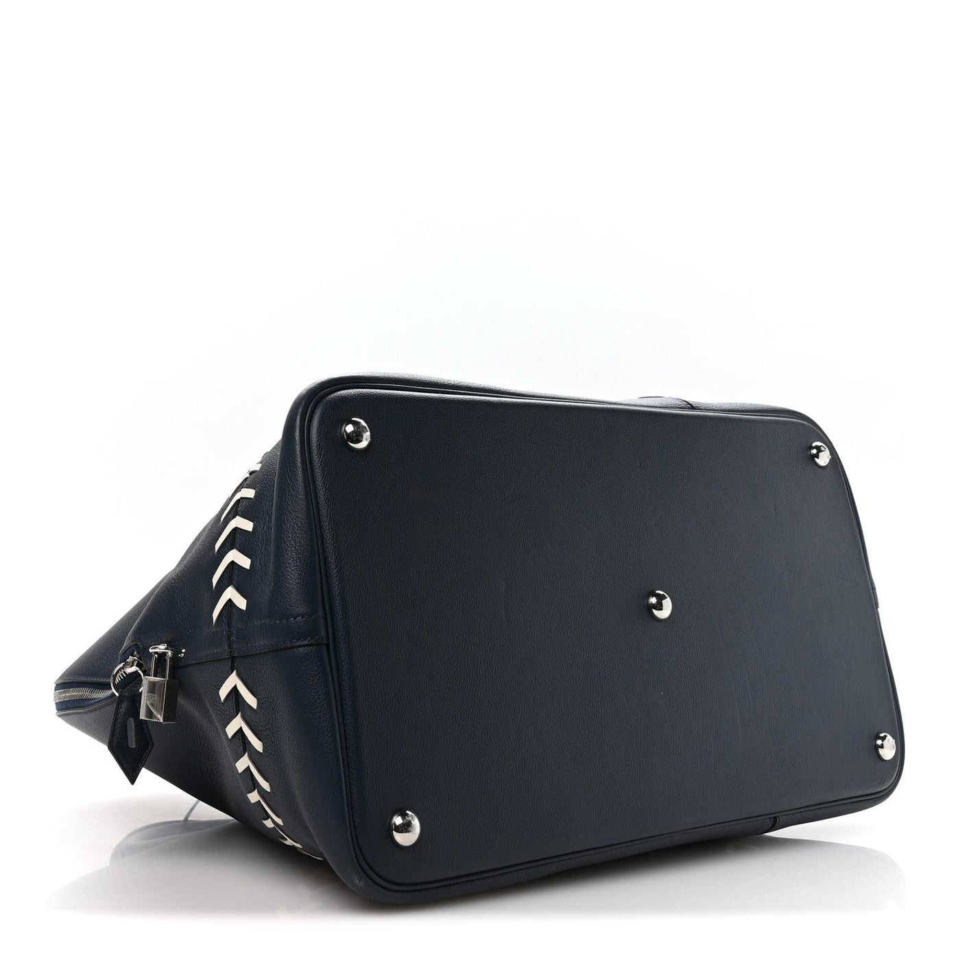 HERMES EVERCOLOR 1923 BOLIDE 45 BASEBALL BAG BLEU DE MALTE BLANC