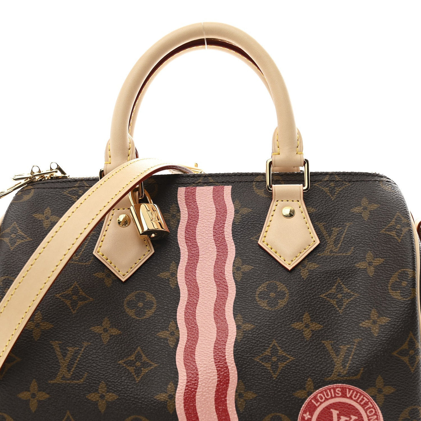 LOUIS VUITTON MON MONOGRAM SPEEDY BANDOULIERE 25 LIGHT PINK SARI RED