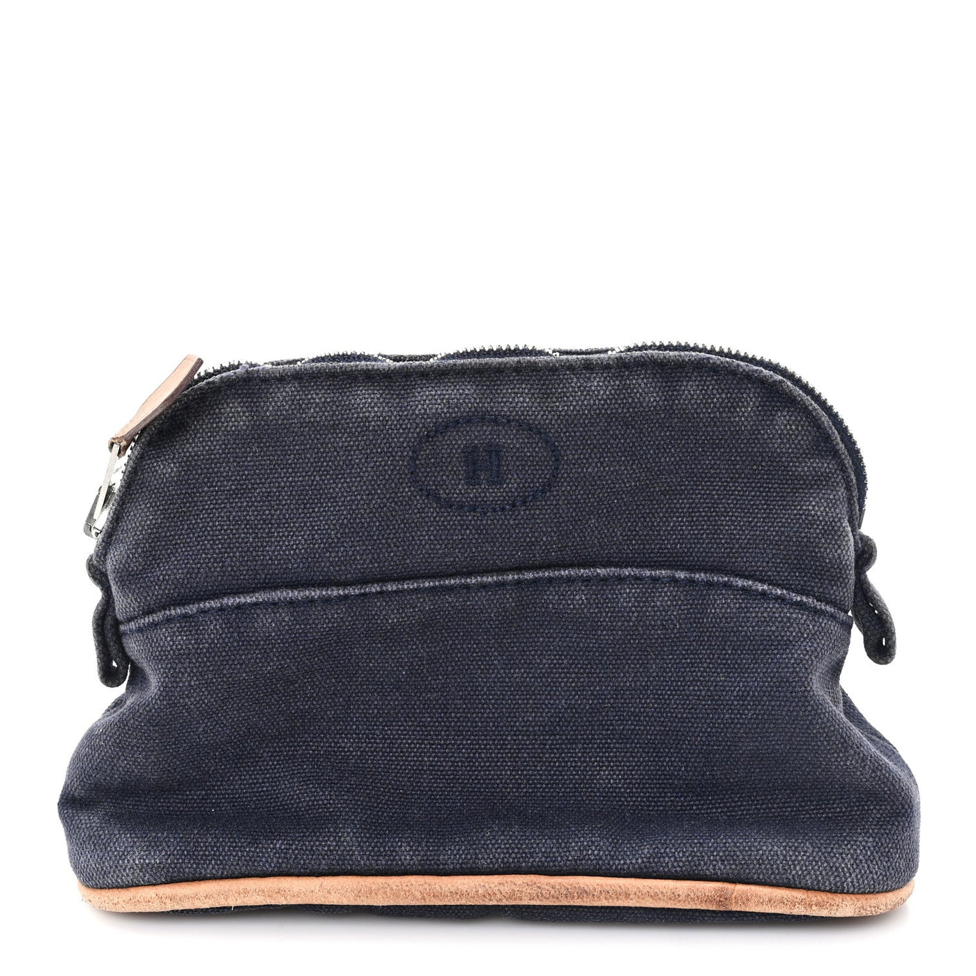 HERMES COTTON CANVAS BOCOTTON CANVAS MINI MINI BOLIDE TRAVEL COSMETIC POUCH BLACK
