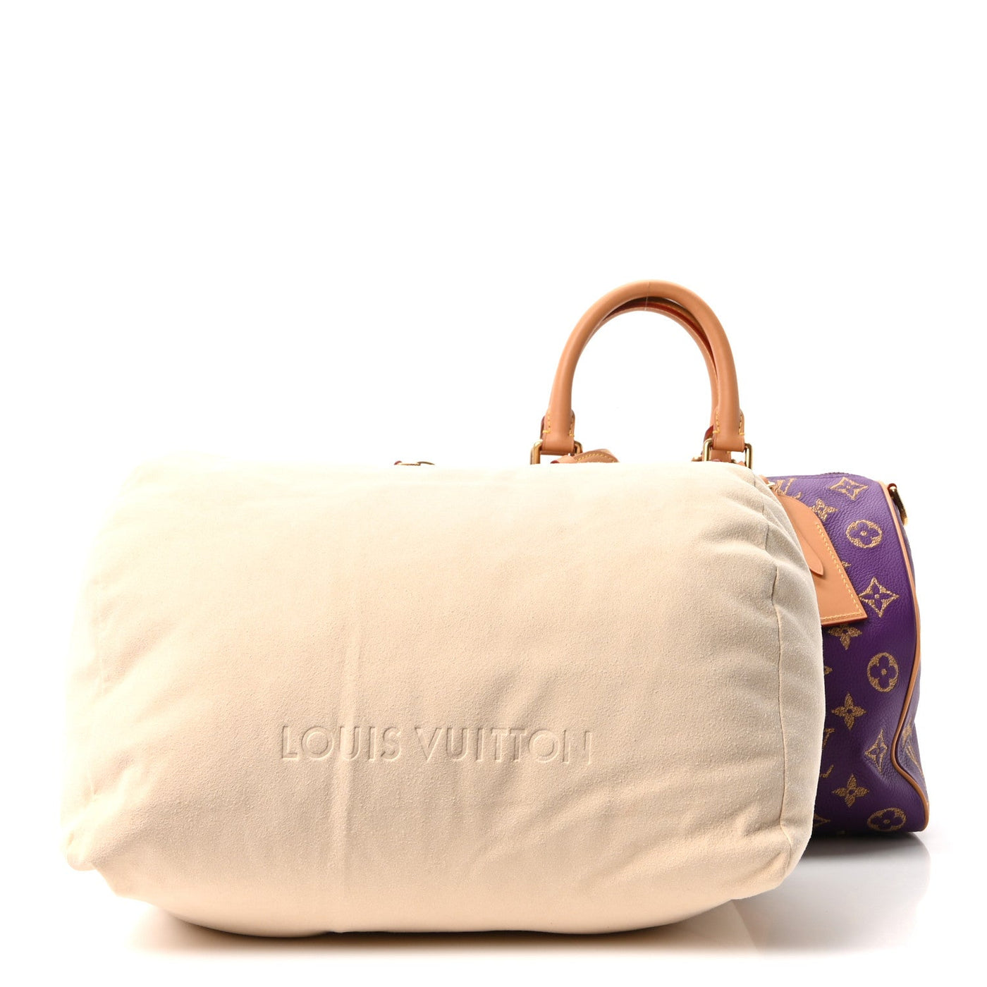 LOUIS VUITTON CALFSKIN EMBROIDERED MONOGRAM SPEEDY P9 BANDOULIERE 30 GOLDEN LOTUS PURPLE