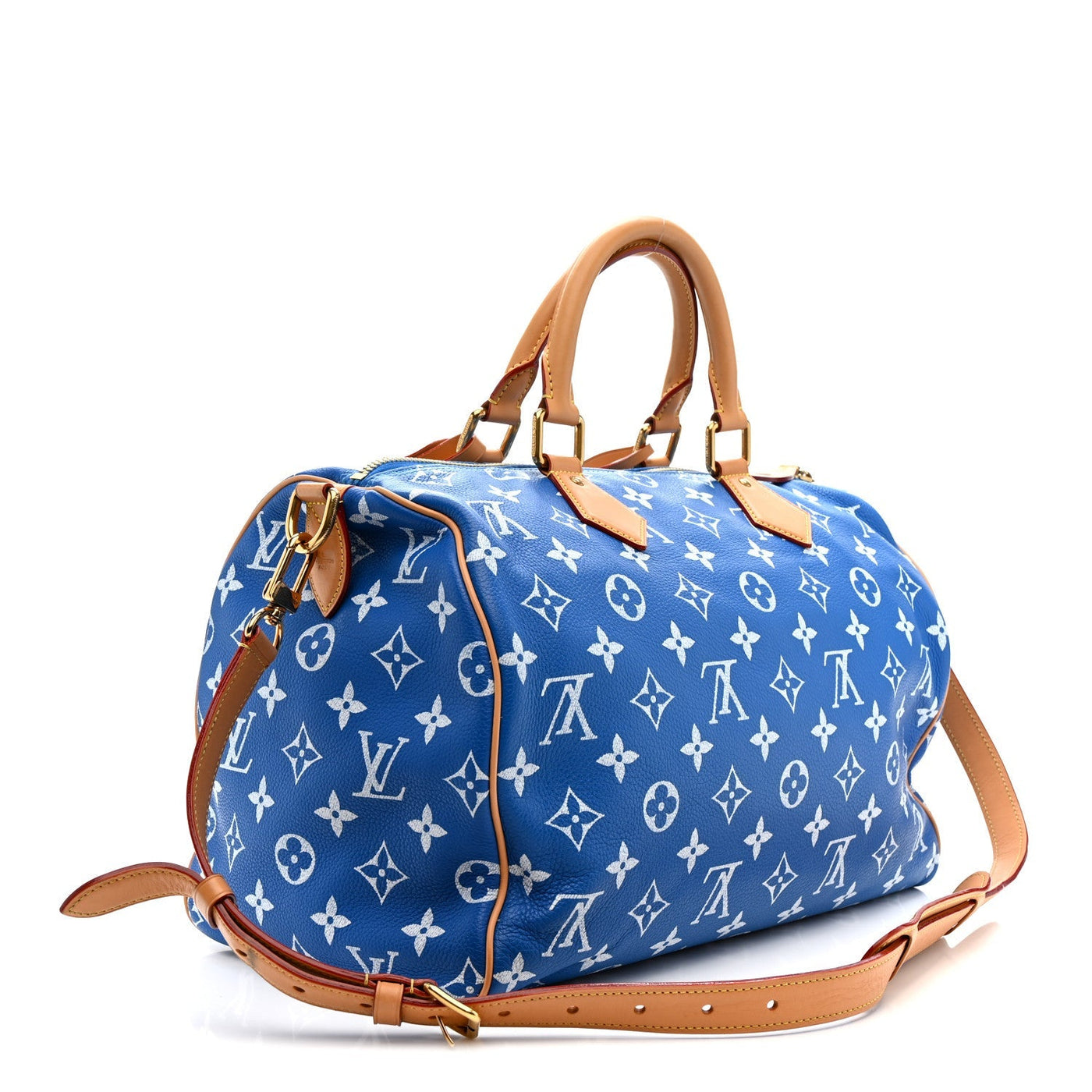 LOUIS VUITTON CALFSKIN MONOGRAM SPEEDY P9 BANDOULIERE 40 BLUE