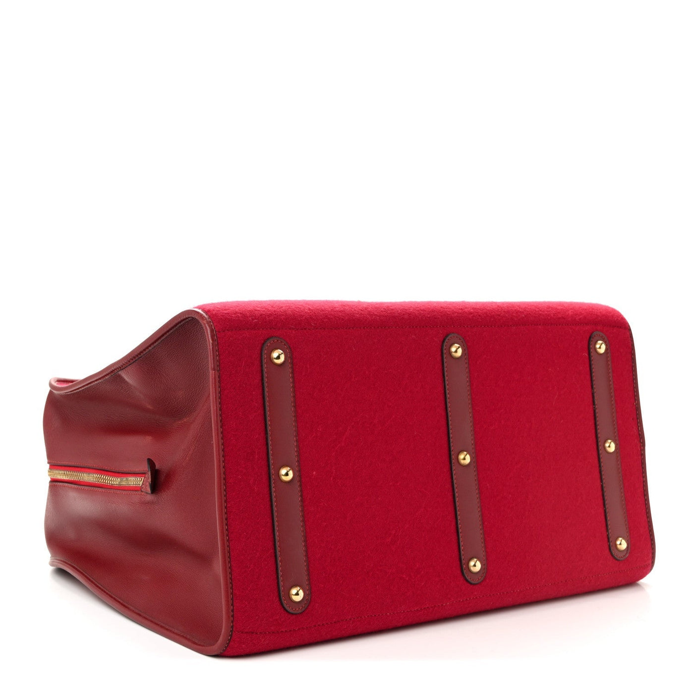 HERMES FELT BARENIA FEU2DOU TRAVEL BAG ROUGE VIF ROUGE H