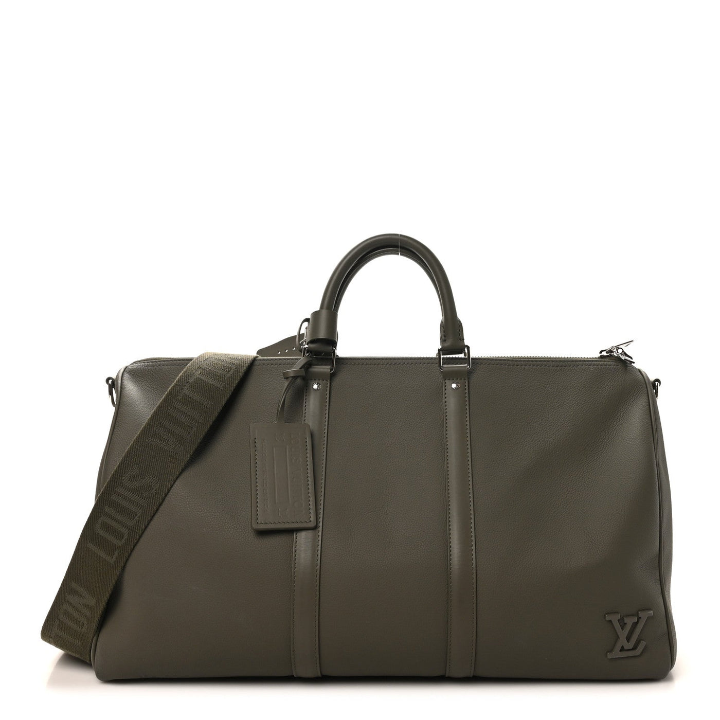 LOUIS VUITTON GRAINED CALFSKIN AEROGRAM KEEPALL BANDOULIERE 50 KHAKI