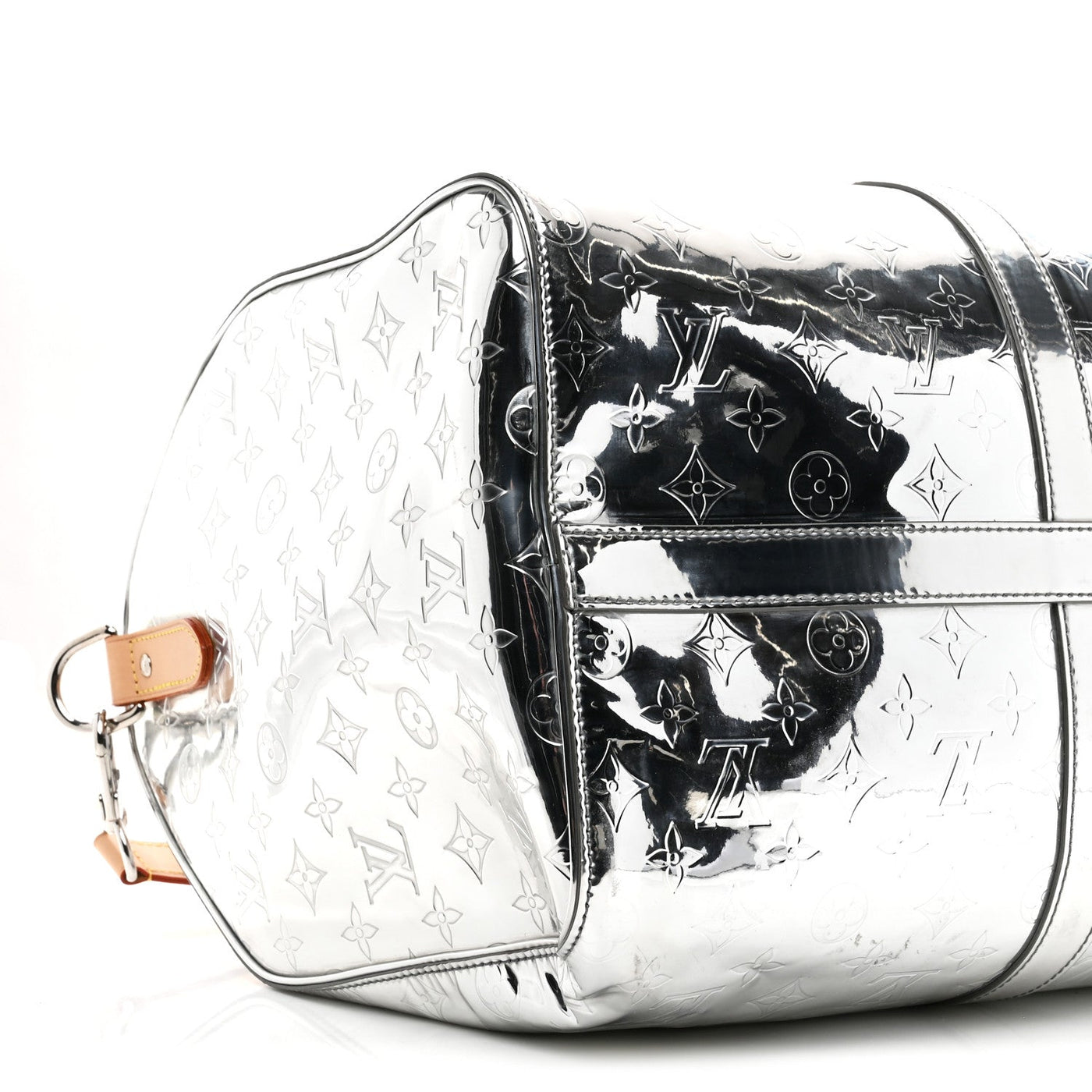 LOUIS VUITTON MONOGRAM MIRROR KEEPALL BANDOULIERE 50 SILVER
