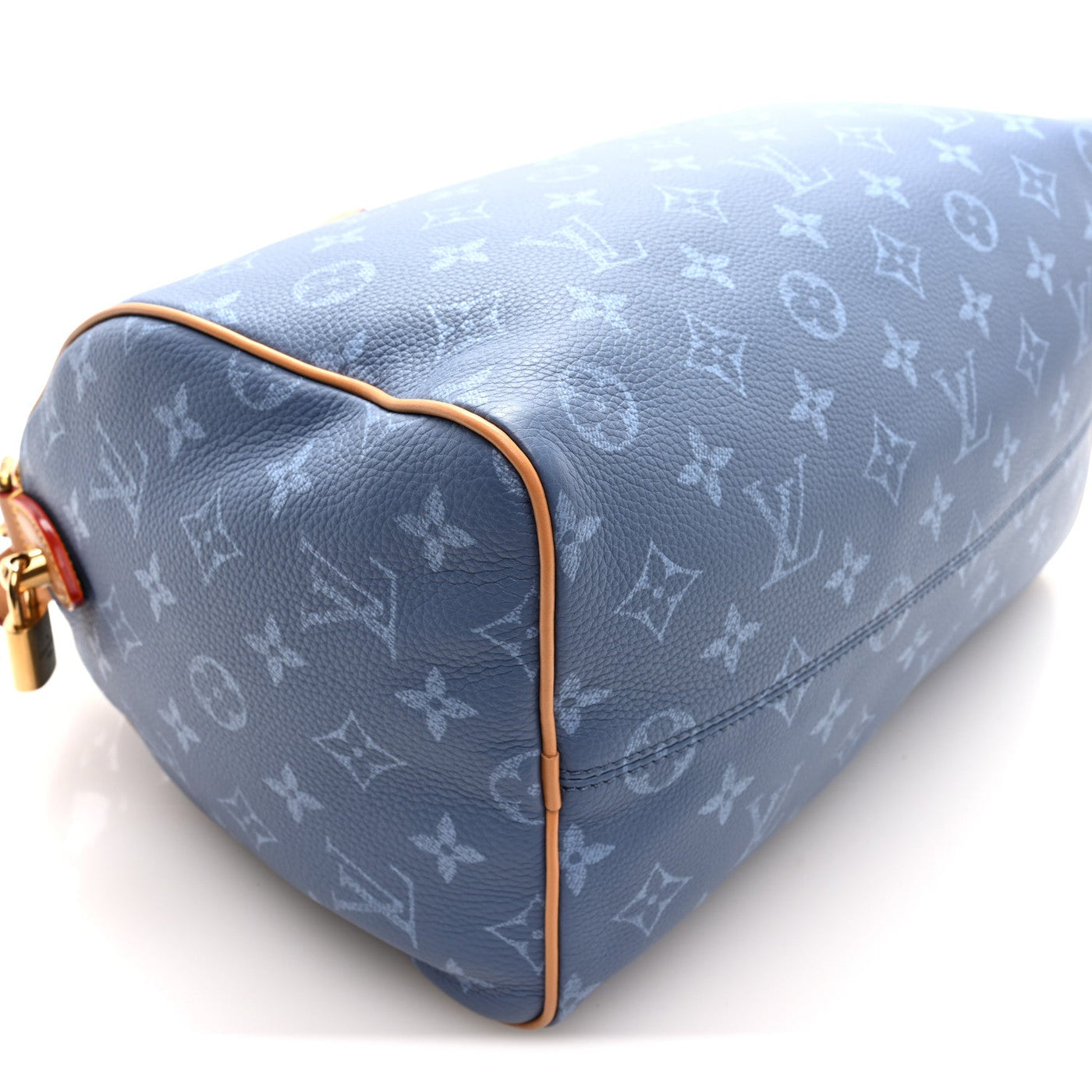 LOUIS VUITTON CALFSKIN MONOGRAM SPEEDY P9 BANDOULIERE 30 SILK BLUE