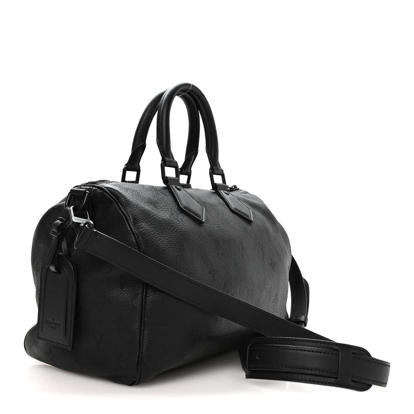 LOUIS VUITTON CALFSKIN MONOGRAM SPEEDY P9 BANDOULIERE 30 ULTRA BLACK