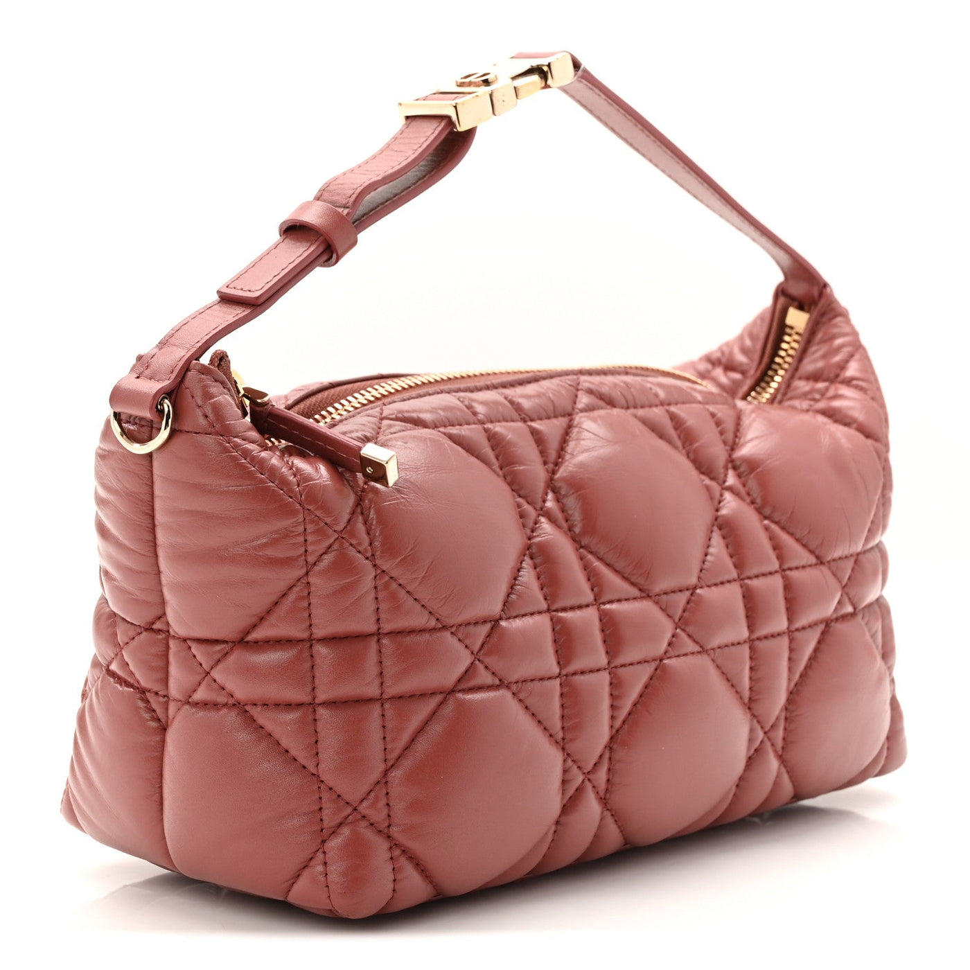 DIOR CALFSKIN MACROCANNAGE MEDIUM DIORTRAVEL NOMAD POUCH RUST