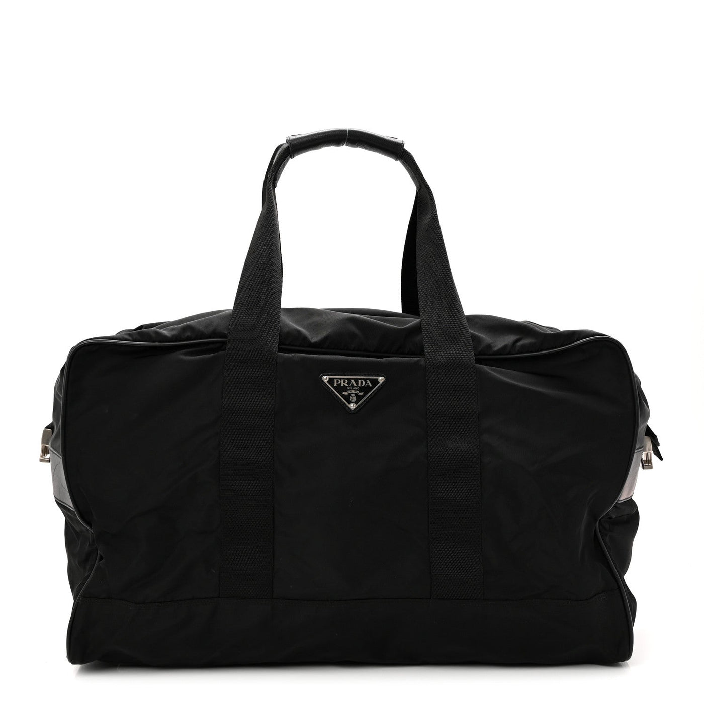 PRADA TESSUTO NYLON SAFFIANO VIAGGIO DUFFLE BLACK