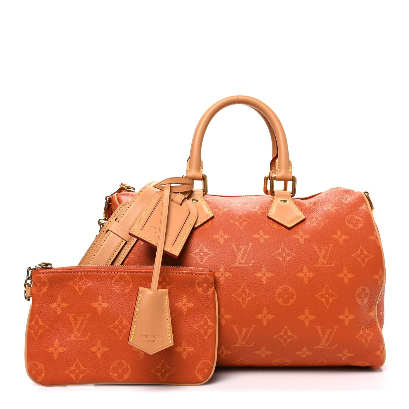 LOUIS VUITTON CALFSKIN MONOGRAM SPEEDY P9 BANDOULIERE 30 OCRE