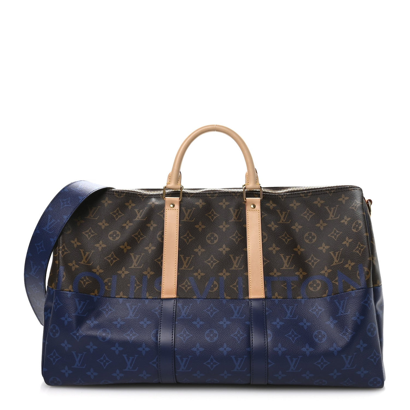 LOUIS VUITTON MONOGRAM SPLIT KEEPALL BANDOULIERE 50 PACIFIC BLUE