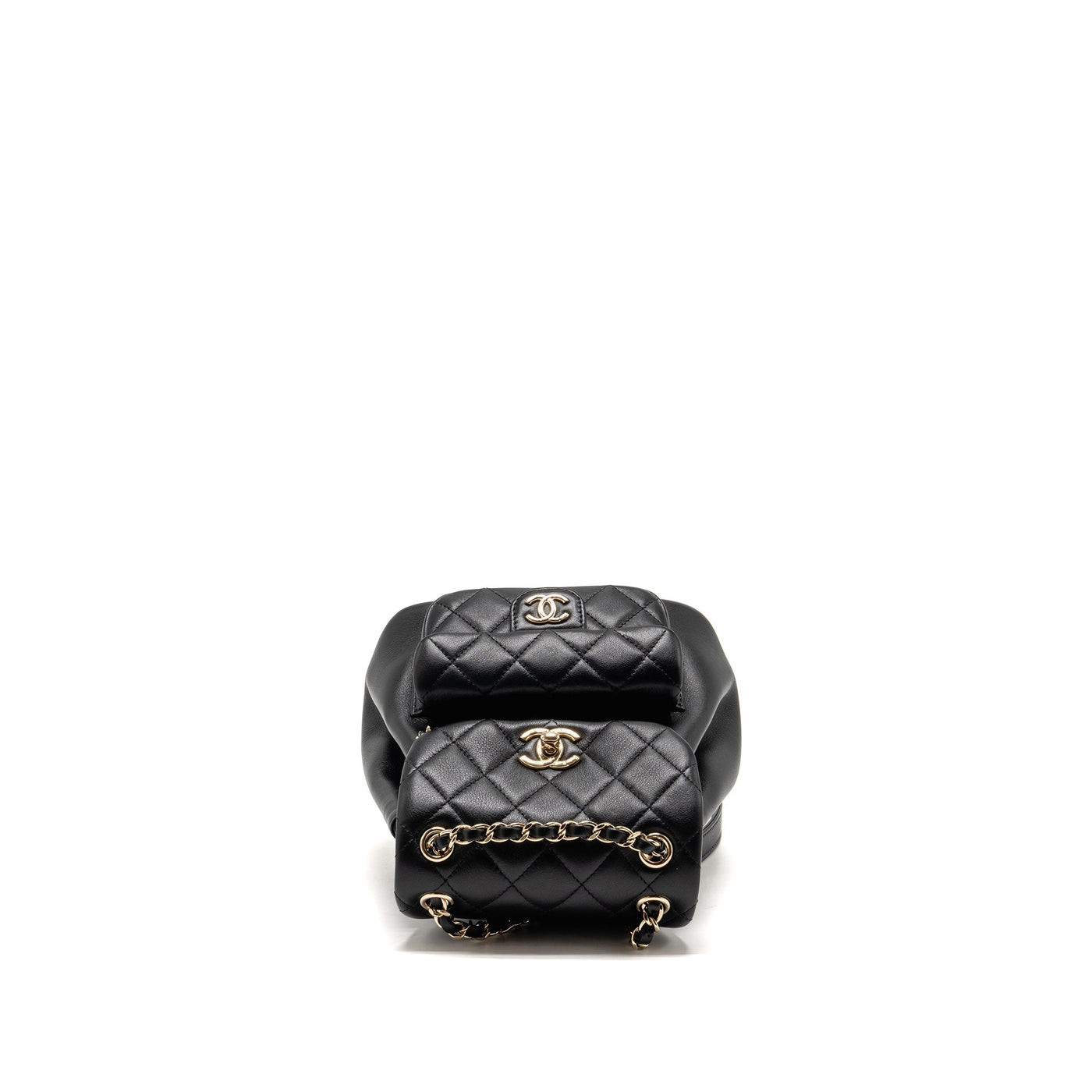 CHANEL MINI DUMA BACKPACK CALFSKIN BLACK LGHW (MICROCHIP)