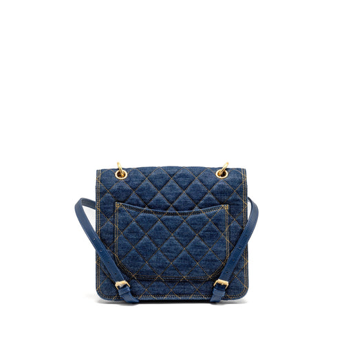 CHANEL 23S FLAP BACKPACK DENIM BLUE GHW (MICROCHIP)