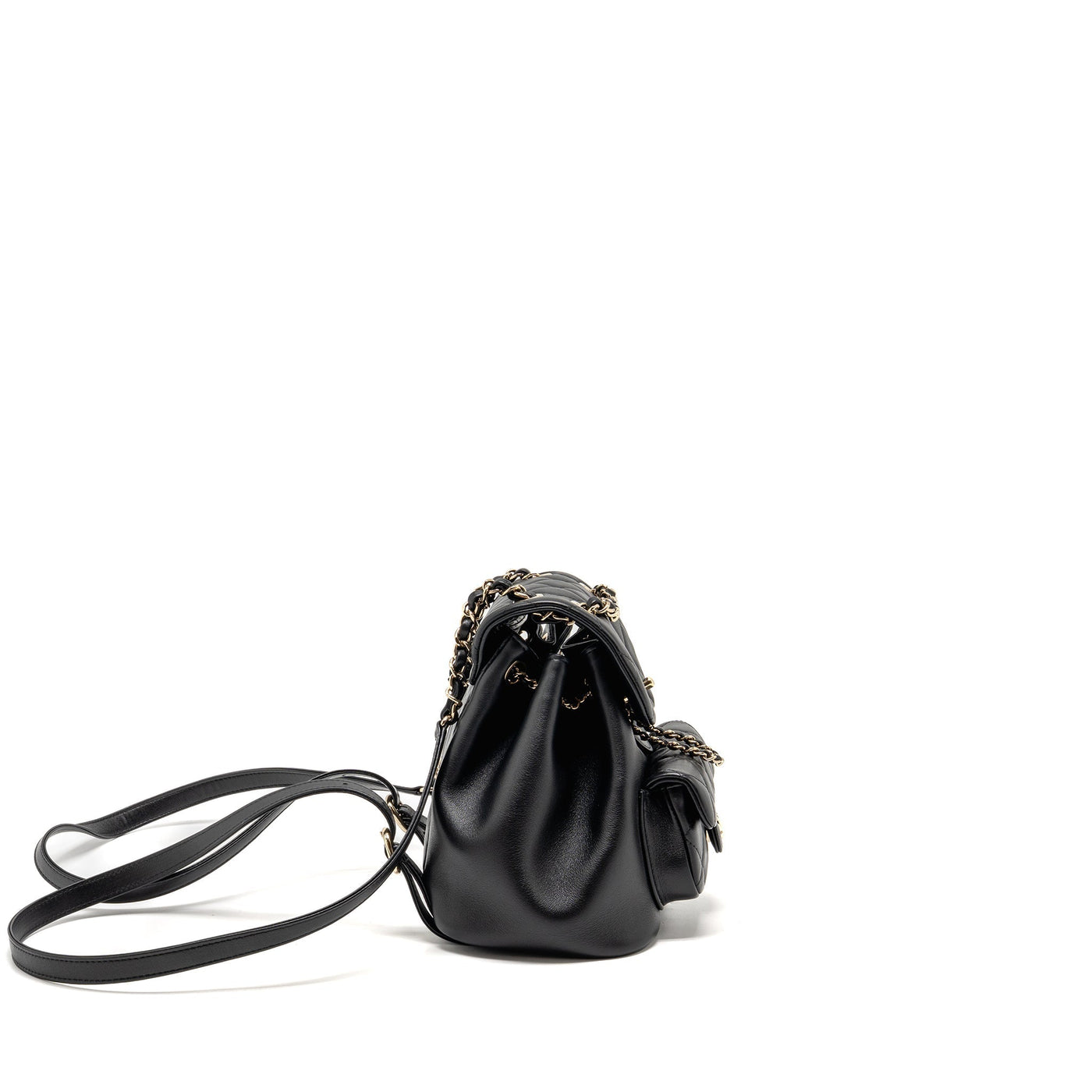 CHANEL MINI DUMA BACKPACK CALFSKIN BLACK LGHW (MICROCHIP)