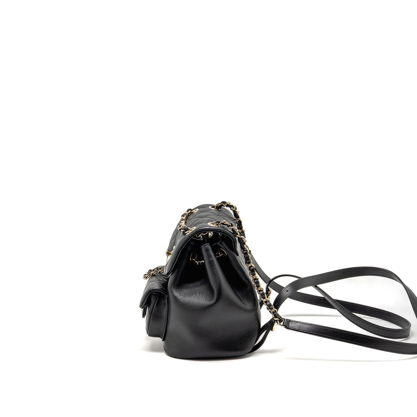 CHANEL MINI DUMA BACKPACK CALFSKIN BLACK LGHW (MICROCHIP)