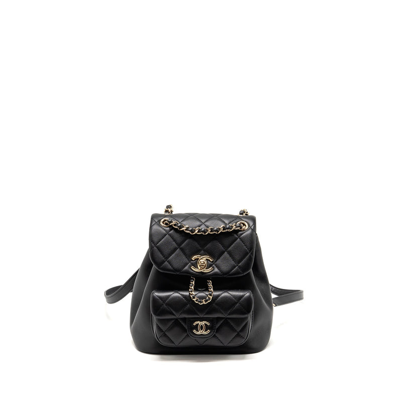 CHANEL MINI DUMA BACKPACK CALFSKIN BLACK LGHW (MICROCHIP)