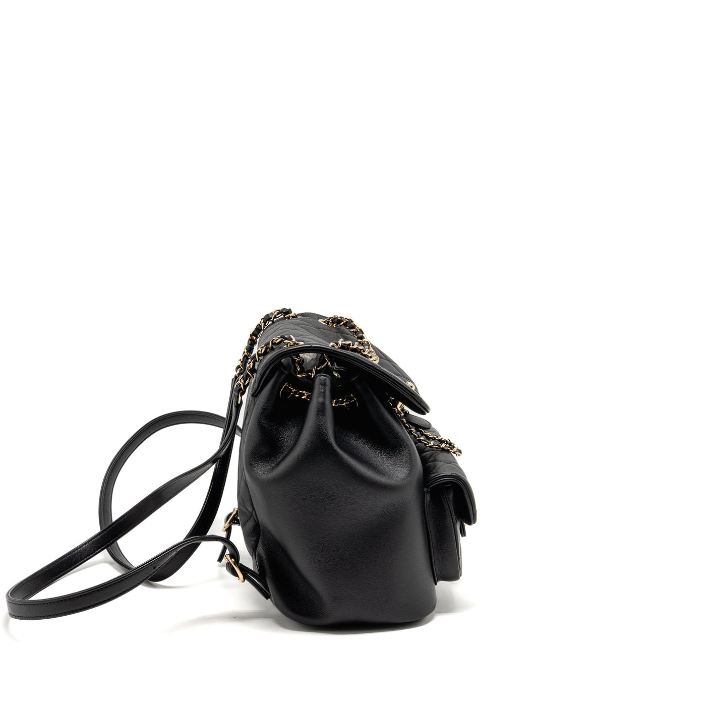 CHANEL LARGE DUMA BACKPACK CALFSKIN BLACK LGHW (MICROCHIP)