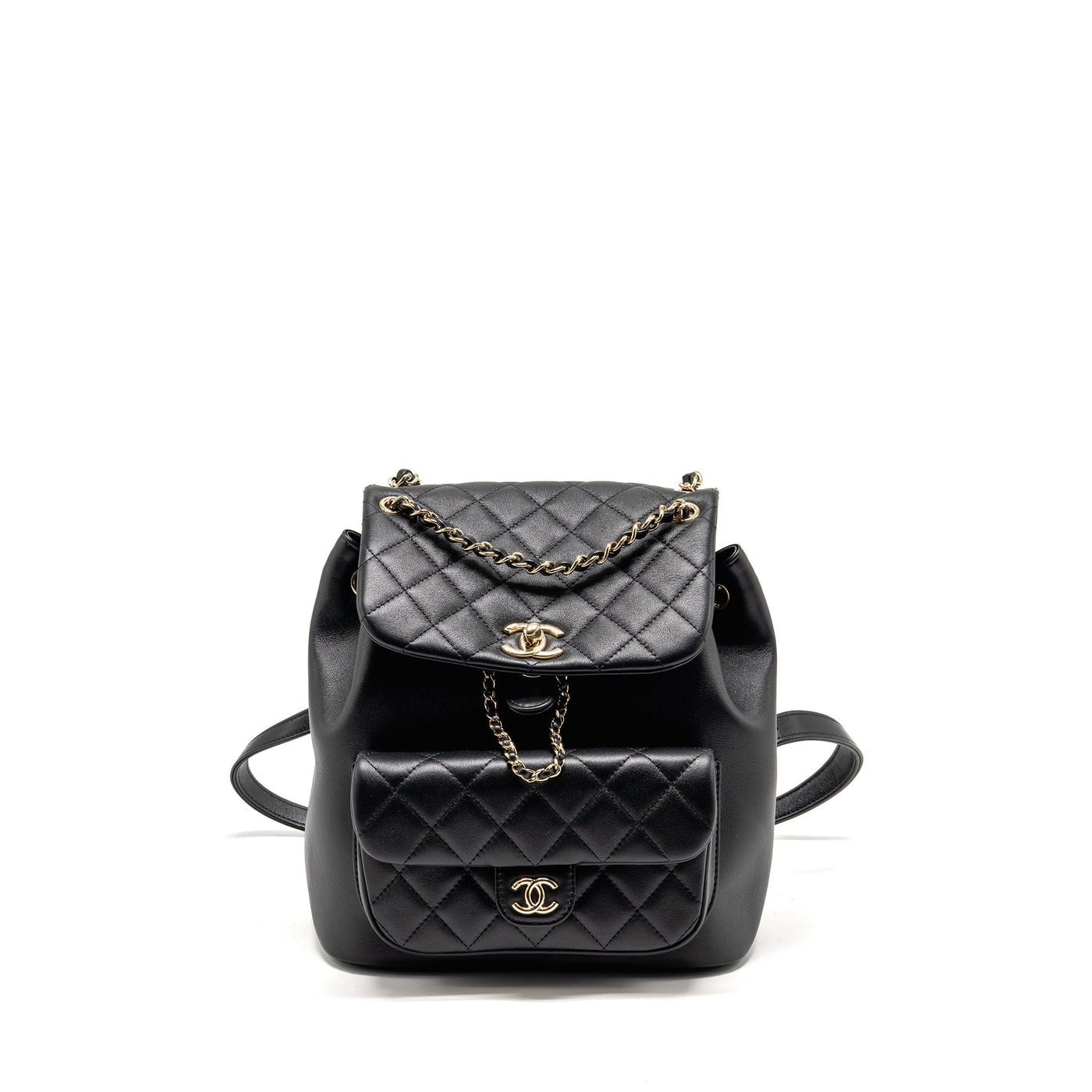 CHANEL LARGE DUMA BACKPACK CALFSKIN BLACK LGHW (MICROCHIP)