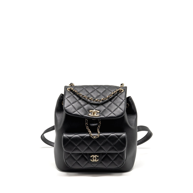 CHANEL LARGE DUMA BACKPACK CALFSKIN BLACK LGHW (MICROCHIP)