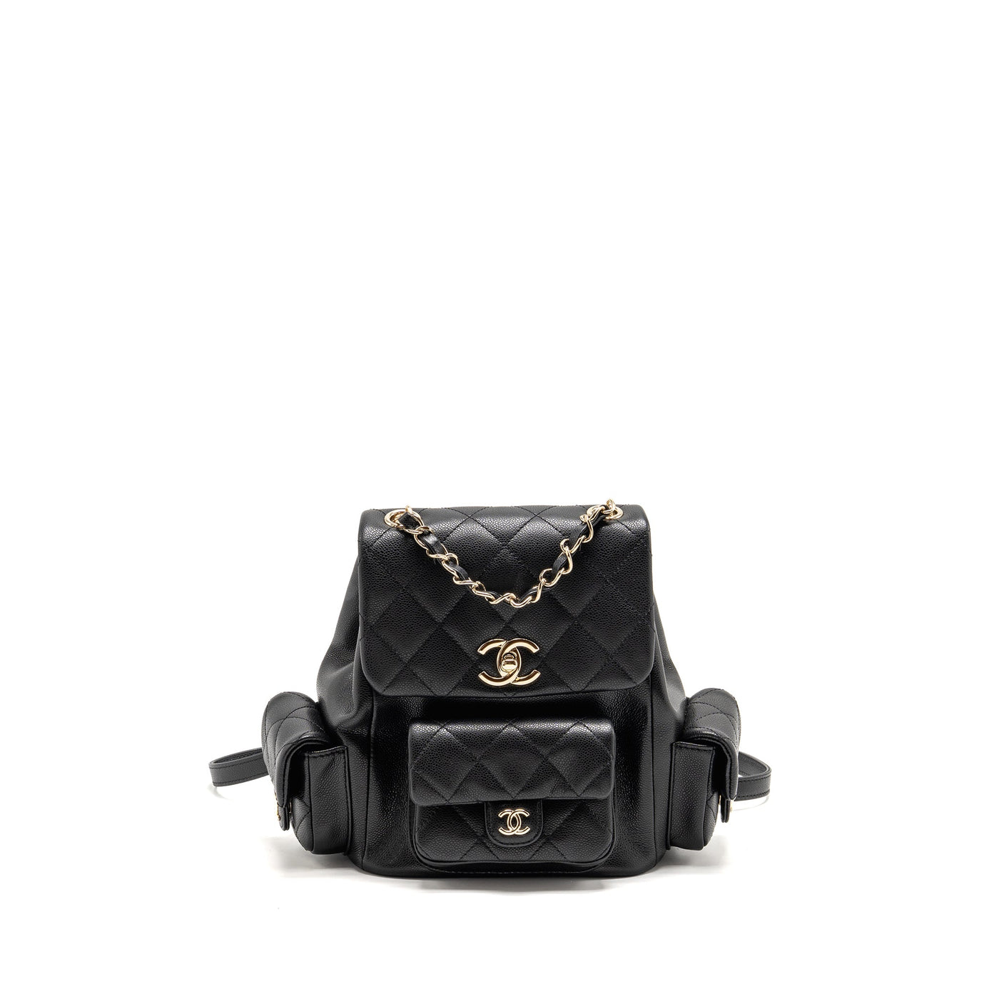 CHANEL TRIPLE POCKET BACKPACK CAVIAR BLACK LGHW (MICROCHIP)