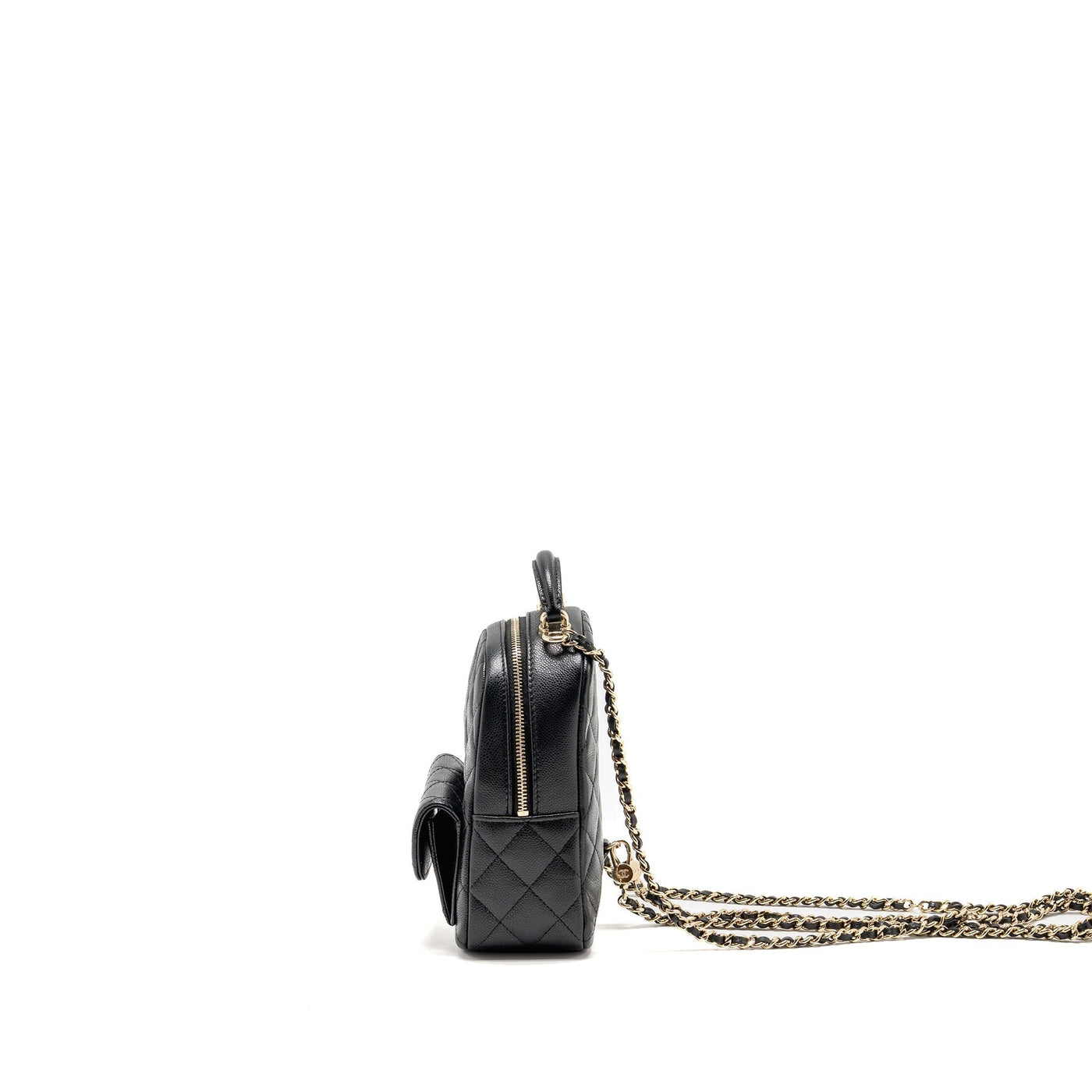 CHANEL MINI BACKPACK / CROSSBODY BAG CAVIAR BLACK LGHW (MICROCHIP)