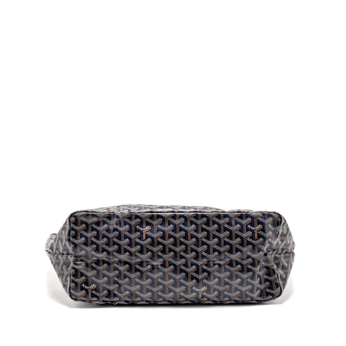 GOYARD SAINT LOUIS PM TOTE GOYARDINE CANVAS/CALFSKIN NAVY BLUE SHW
