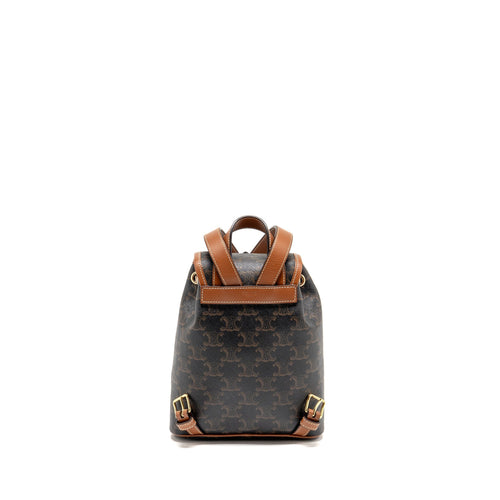 CELINE MINI BACKPACK FOLCO TRIOMPHE CANVAS/CALFSKIN TAN GHW