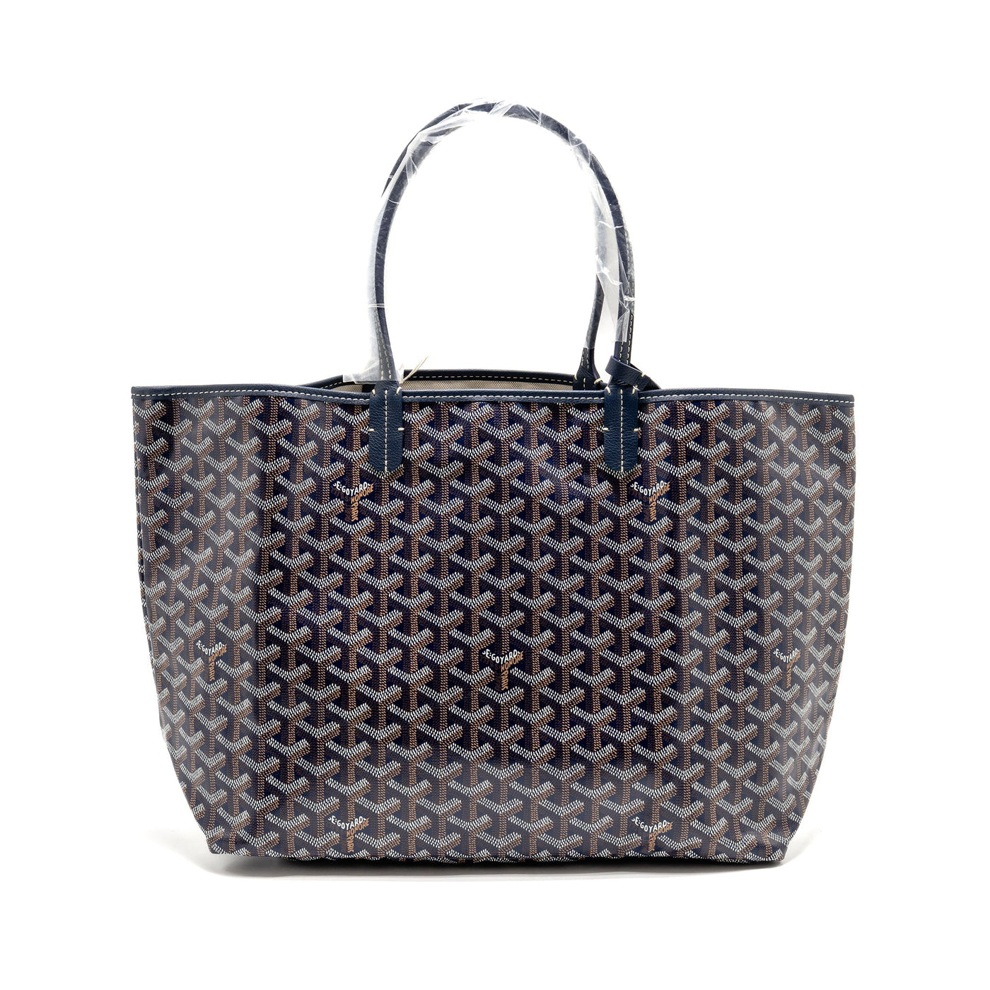 GOYARD SAINT LOUIS PM TOTE GOYARDINE CANVAS/CALFSKIN NAVY BLUE SHW
