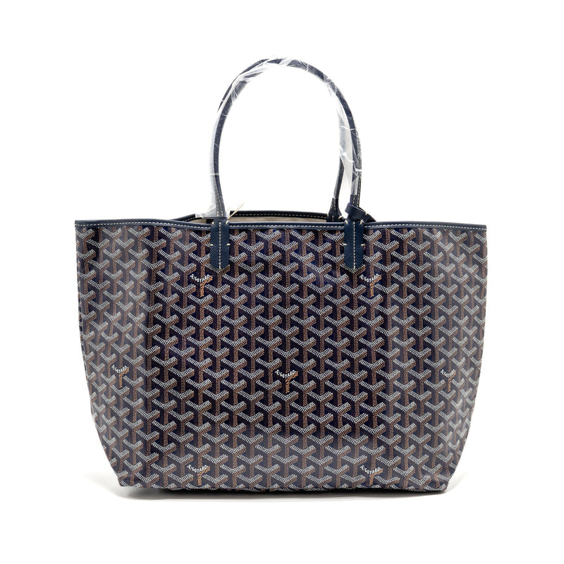 GOYARD SAINT LOUIS PM TOTE GOYARDINE CANVAS/CALFSKIN NAVY BLUE SHW