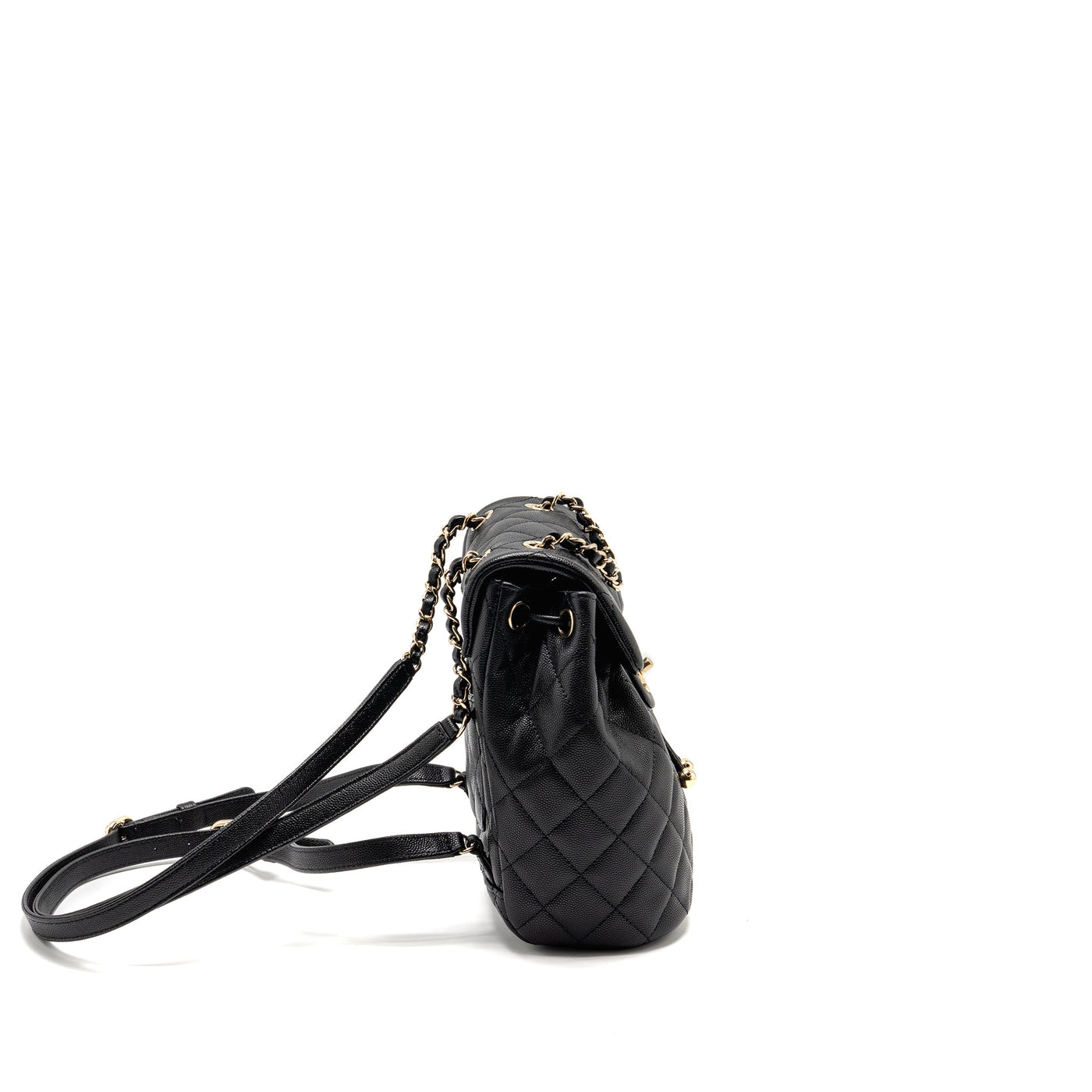 CHANEL QUILTED MINI BACKPACK CAVIAR BLACK LGHW (MICROCHIP)
