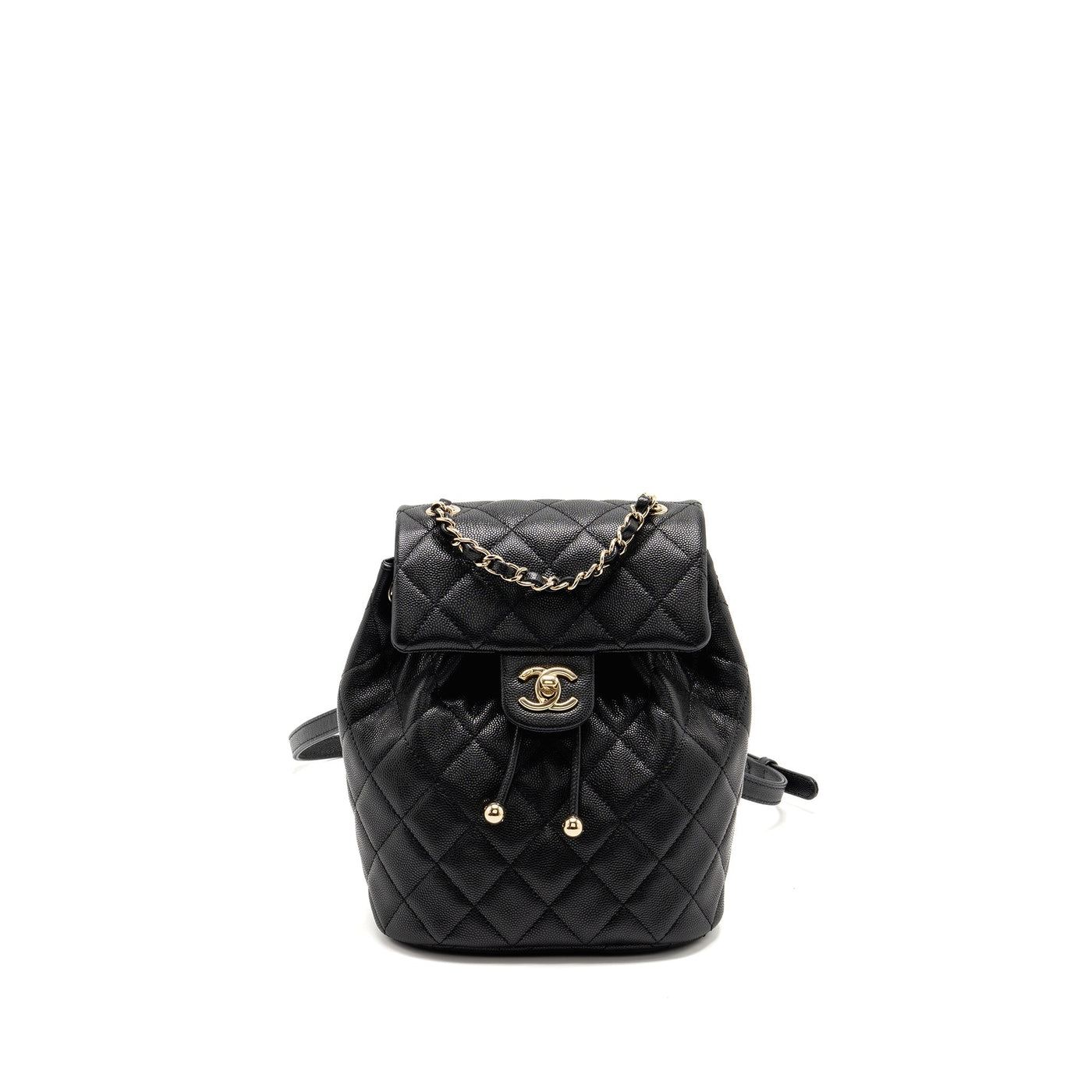 CHANEL QUILTED MINI BACKPACK CAVIAR BLACK LGHW (MICROCHIP)