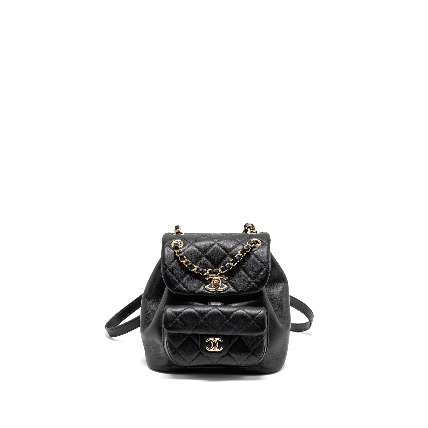 CHANEL MINI DUMA BACKPACK CALFSKIN BLACK LGHW (MICROCHIP)