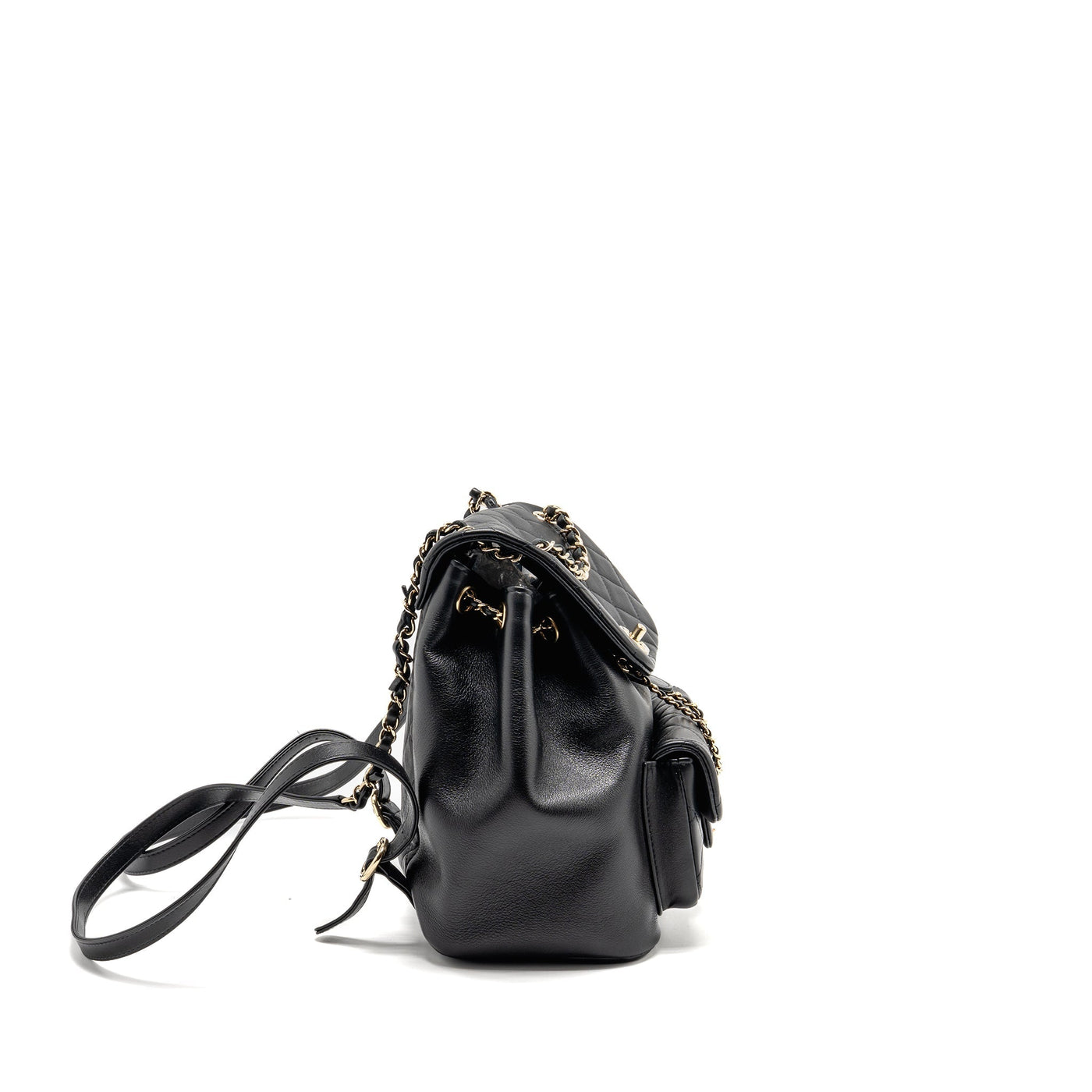 CHANEL LARGE DUMA BACKPACK CALFSKIN BLACK LGHW (MICROCHIP)
