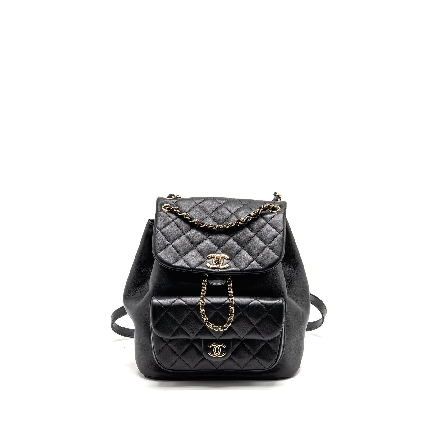 CHANEL LARGE DUMA BACKPACK CALFSKIN BLACK LGHW (MICROCHIP)
