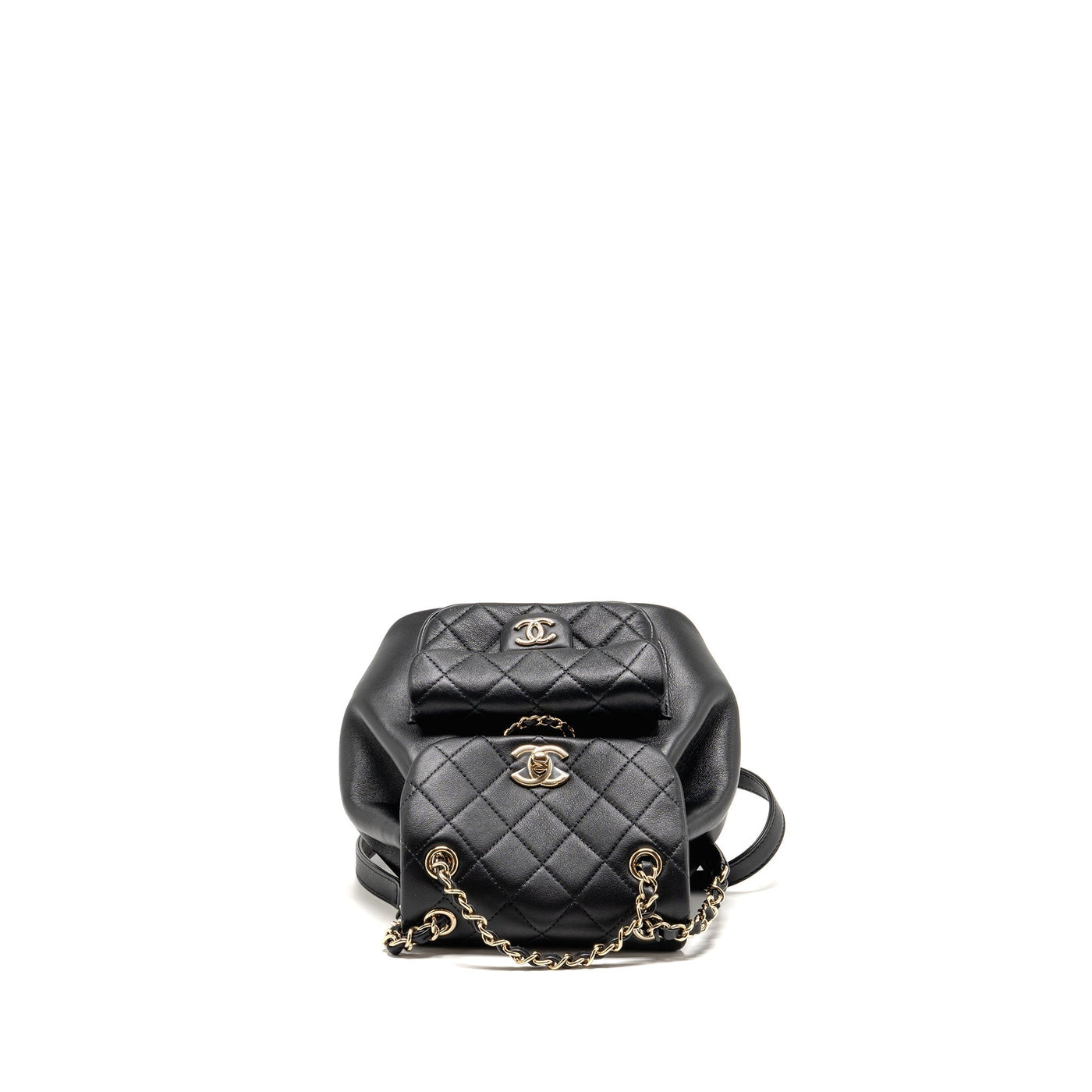 CHANEL MINI DUMA BACKPACK CALFSKIN BLACK LGHW (MICROCHIP)