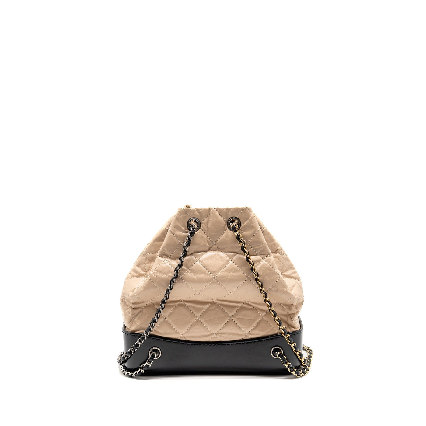 CHANEL SMALL GABRIELLE BACKPACK AGED CALFSKIN BEIGE/ BLACK MULTICOLOUR HARDWARE