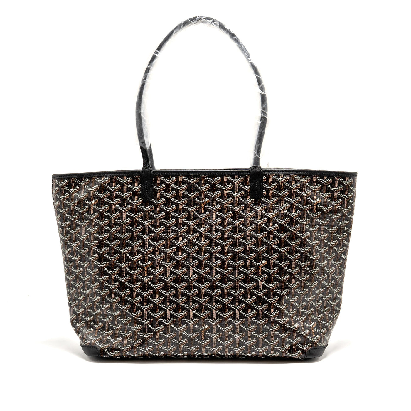 GOYARD ARTOIS MM HANDBAG GOYARDINE CANVAS/CALFSKIN BLACK SHW