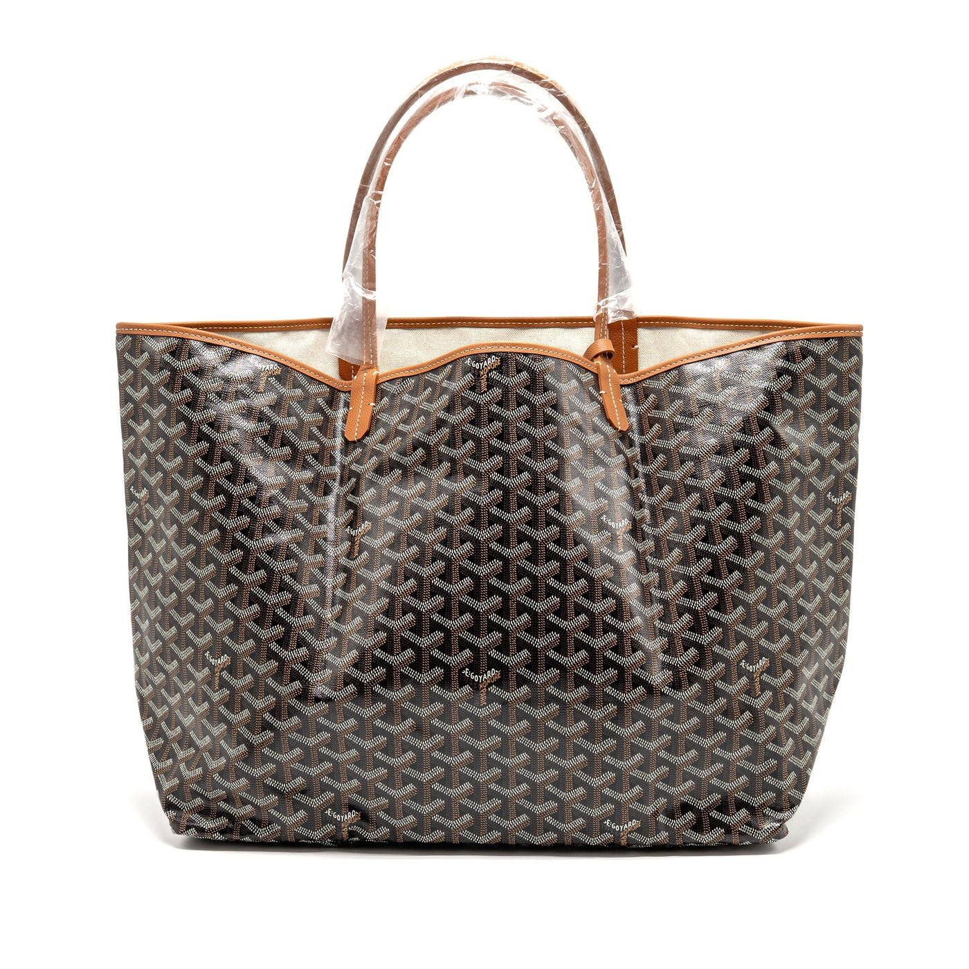 GOYARD SAINT LOUIS GM TOTE BAG GOYARDINE CANVAS/LEATHER BLACK/BROWN SHW
