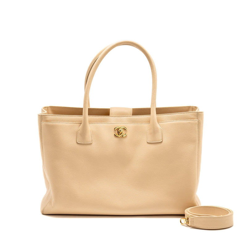 CHANEL CERF TOTE BAG CAVIAR BEIGE GHW