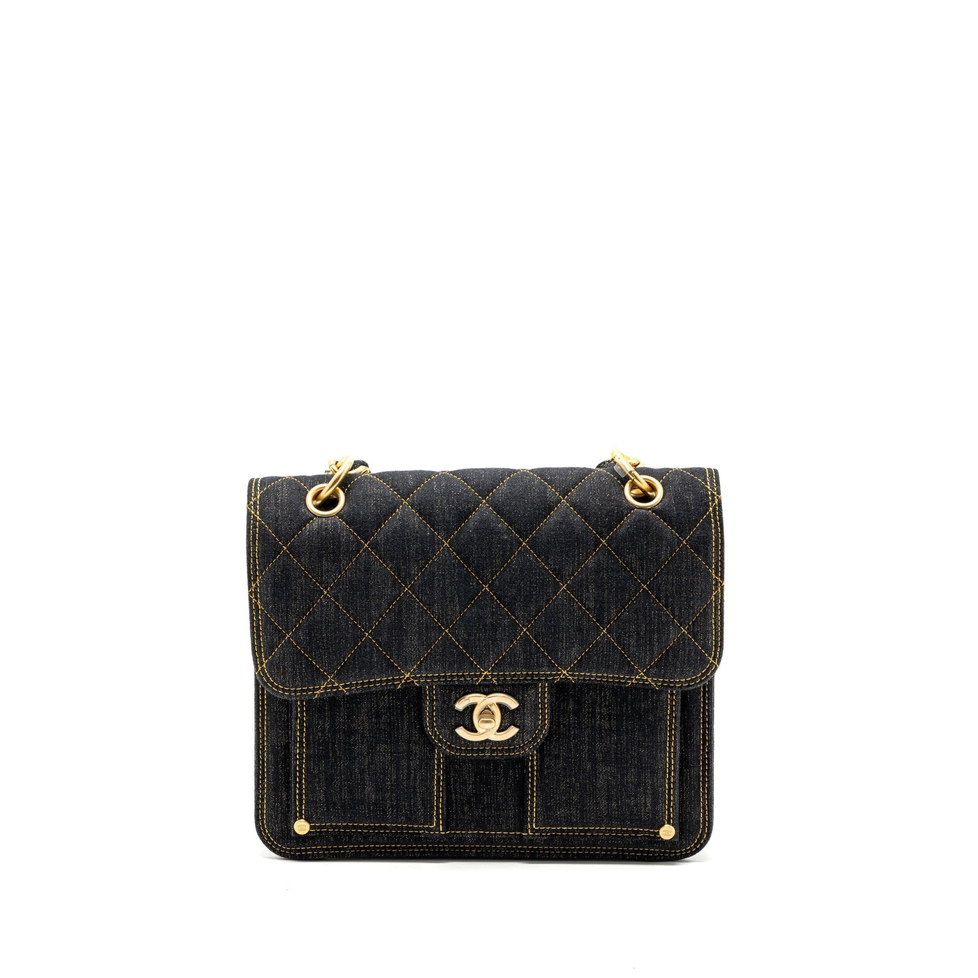 CHANEL 23S FLAP BACKPACK DENIM DARK BLUE BRUSHED GHW (MICROCHIP)