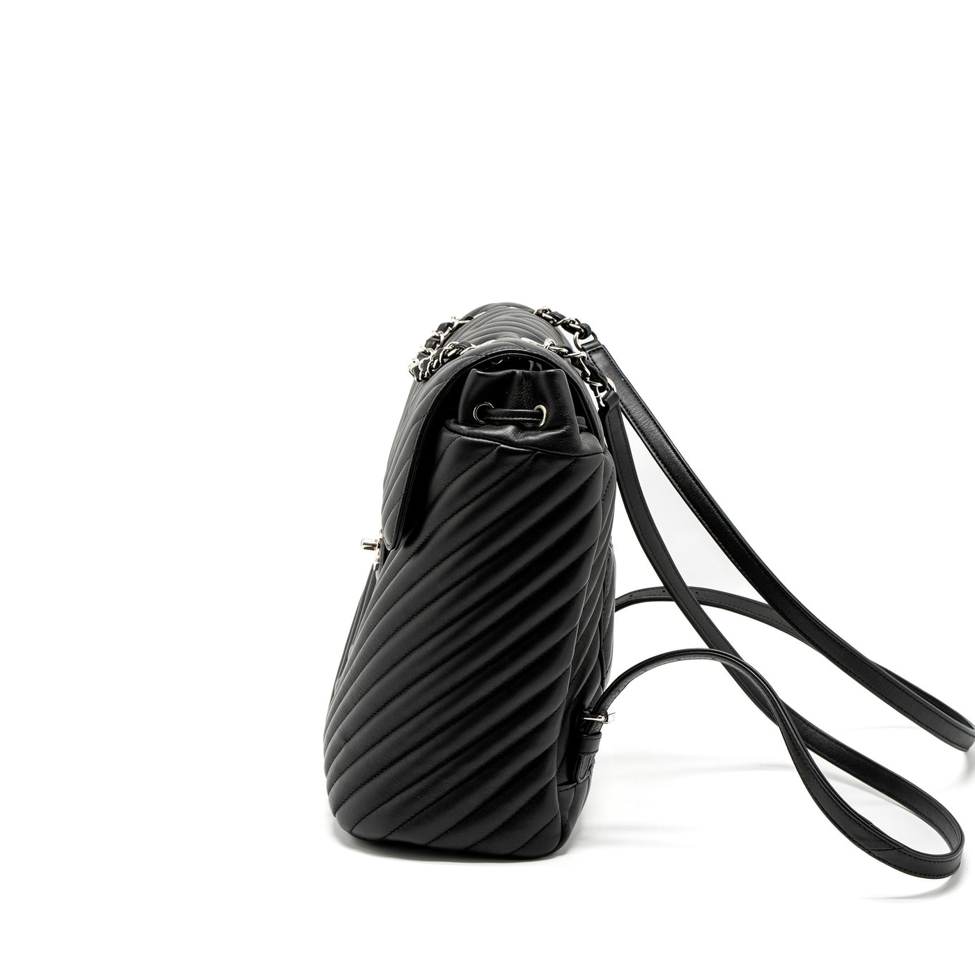 CHANEL URBAN SPIRIT BACKPACK CHEVRON CALFSKIN BLACK SHW