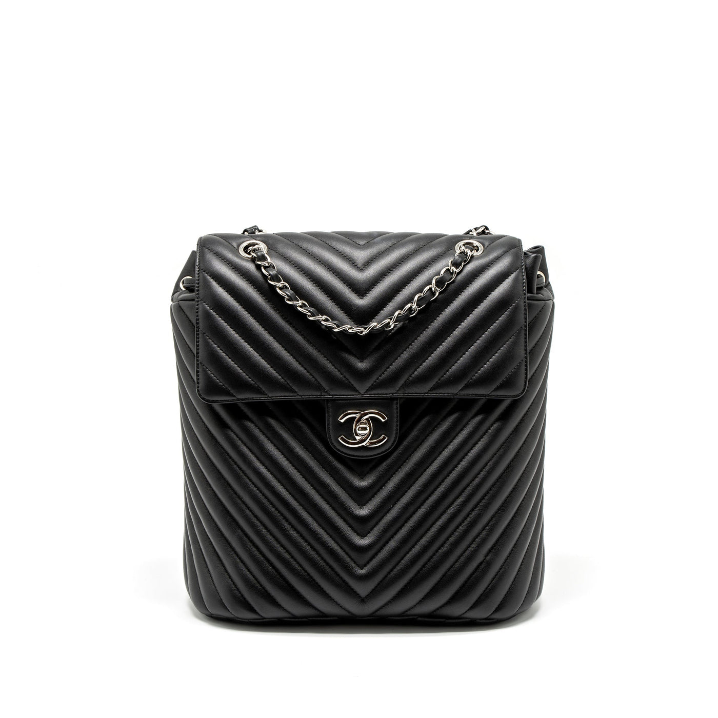 CHANEL URBAN SPIRIT BACKPACK CHEVRON CALFSKIN BLACK SHW