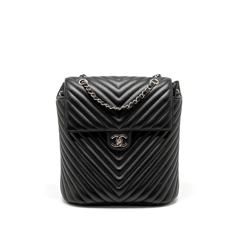 CHANEL URBAN SPIRIT BACKPACK CHEVRON CALFSKIN BLACK SHW