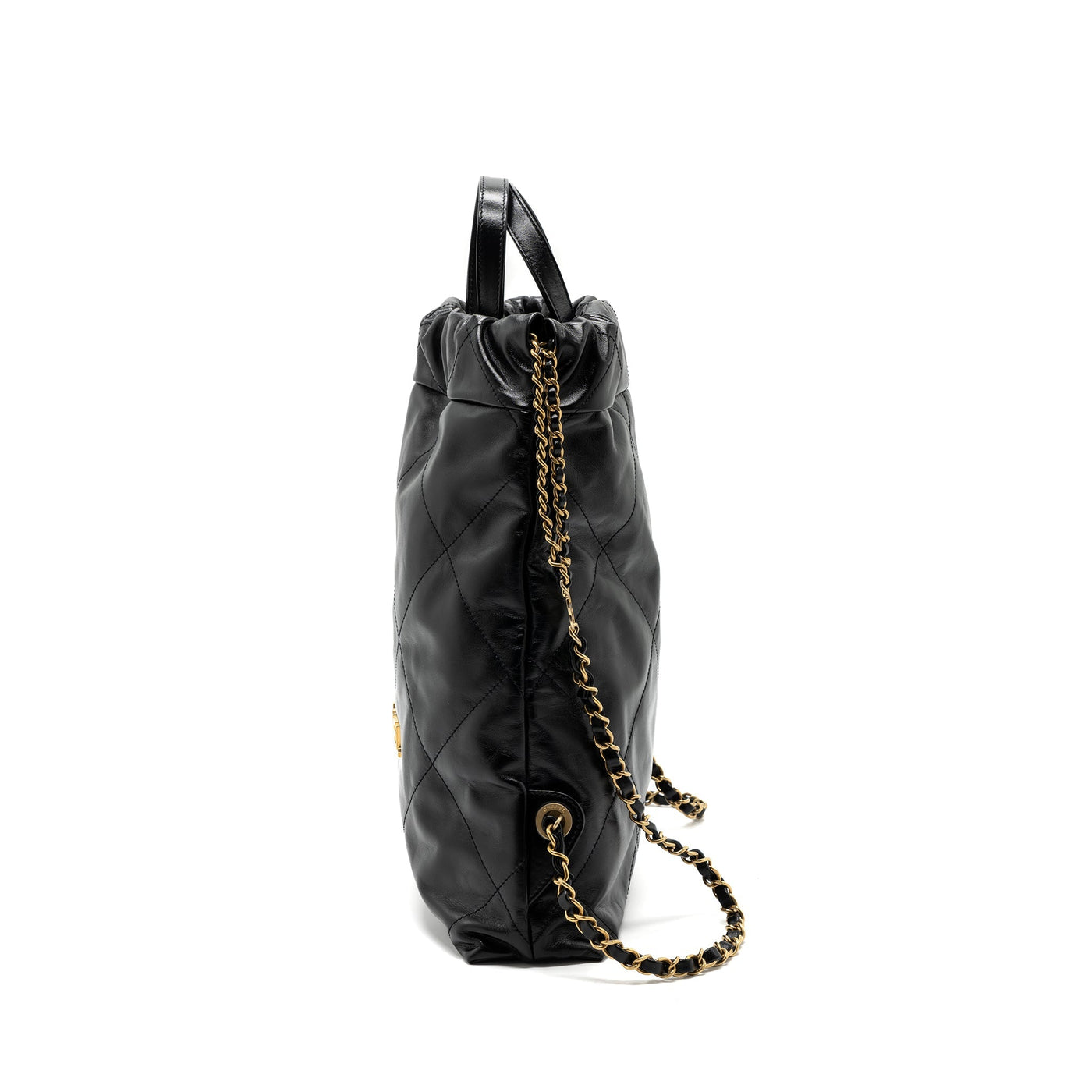 CHANEL 22 BACKPACK SHINY CALFSKIN BLACK GHW(MICROCHIP)